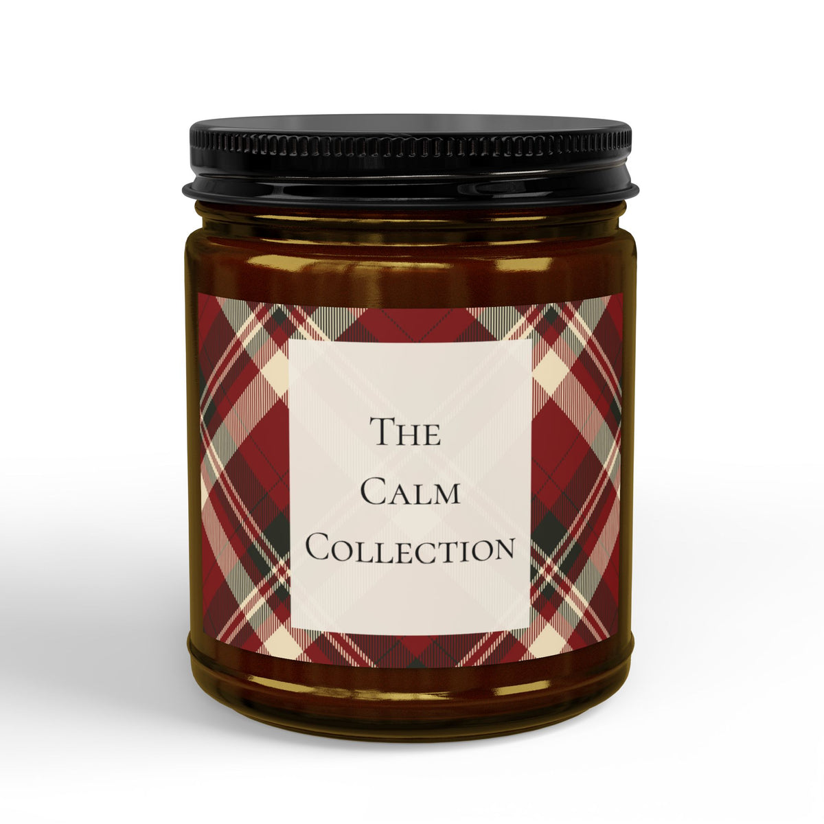 Calm Collection Plaid Scented Soy Candle — 4oz & 9oz (Vanilla Bean, Fresh Balsam, Comfort Spice, Unscented)