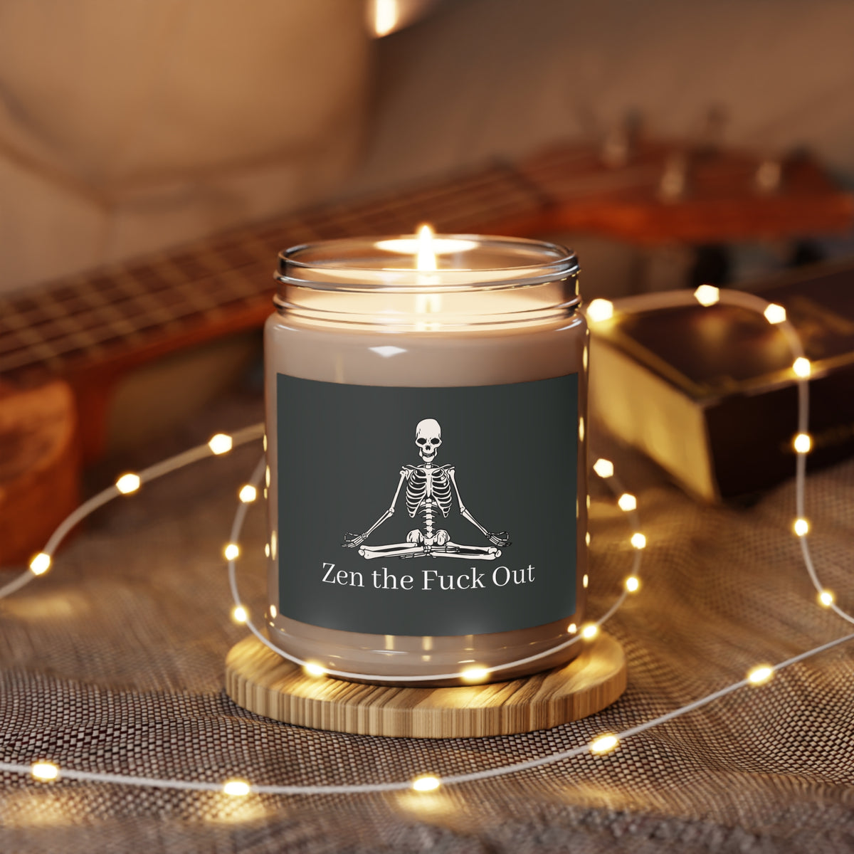 Meditating Skeleton Zen the F*ck Out Scented Soy Candle