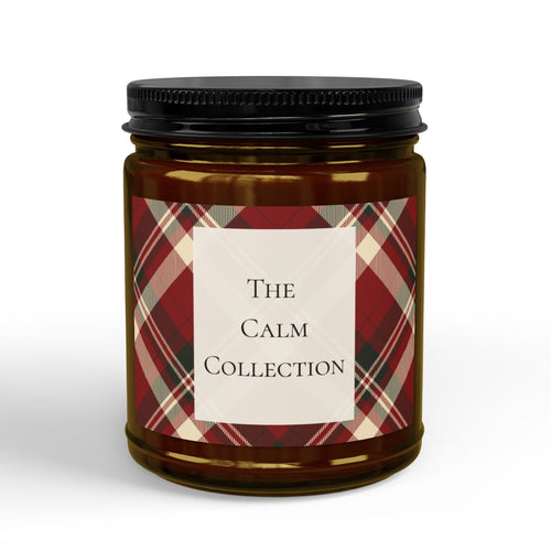 Calm Collection Plaid Scented Soy Candle — 4oz & 9oz (Vanilla Bean, Fresh Balsam, Comfort Spice, Unscented)