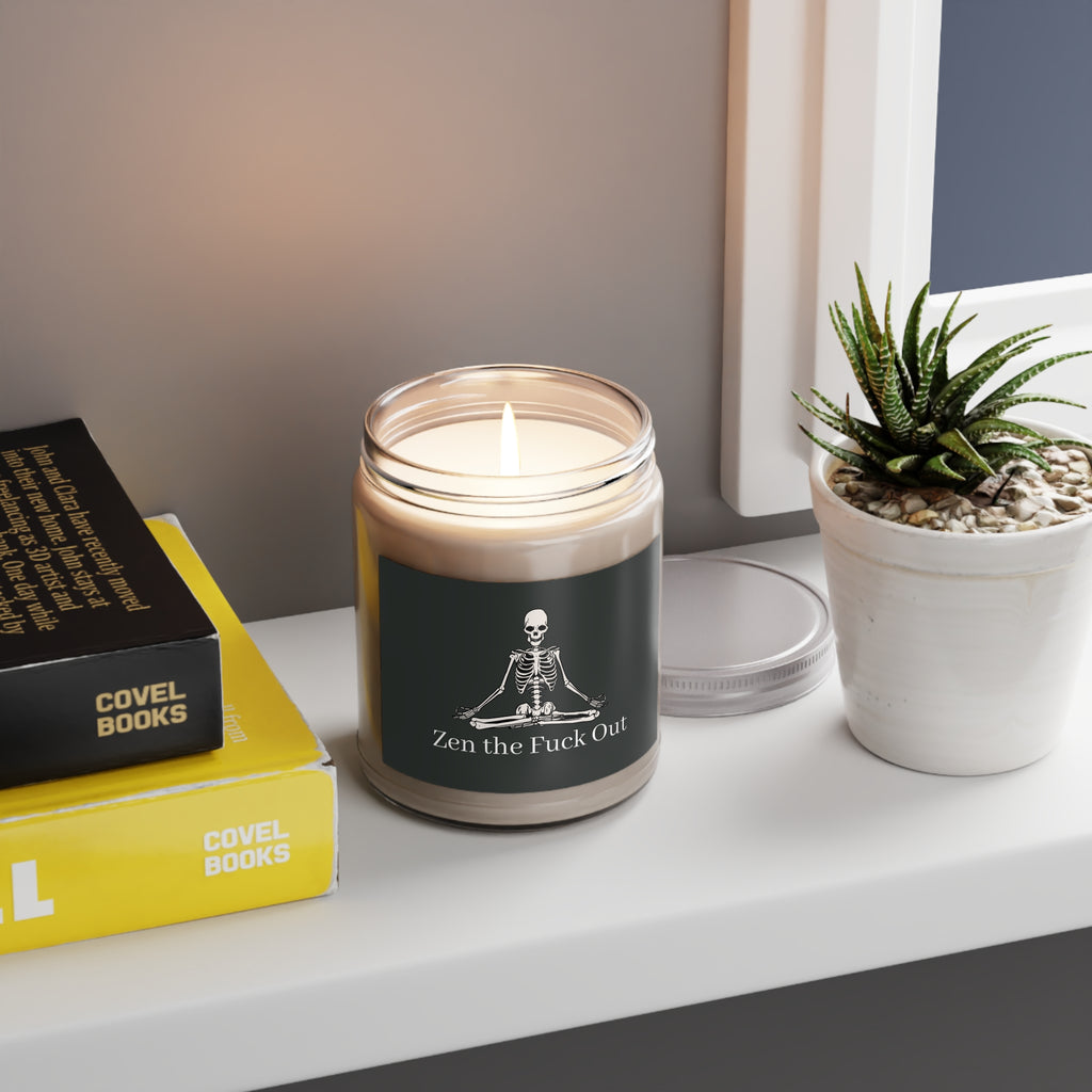 Meditating Skeleton Zen the F*ck Out Scented Soy Candle