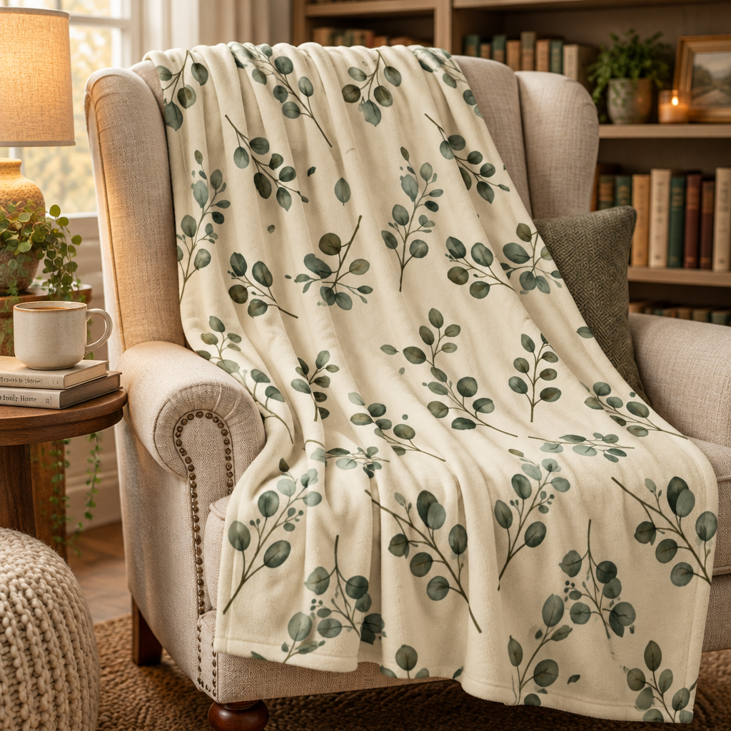 Botanical Eucalyptus Leaf Blanket