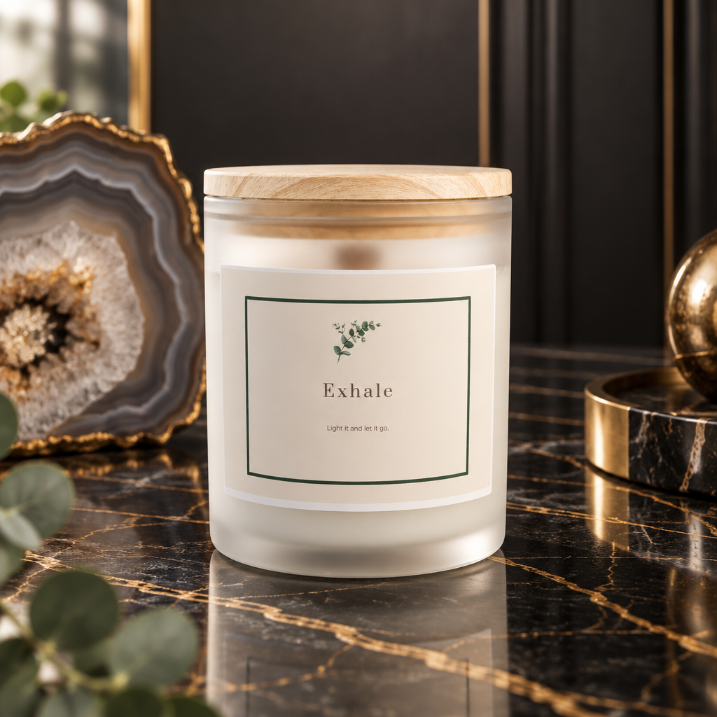 “Exhale” 11oz Frosted Glass Relaxation Candle