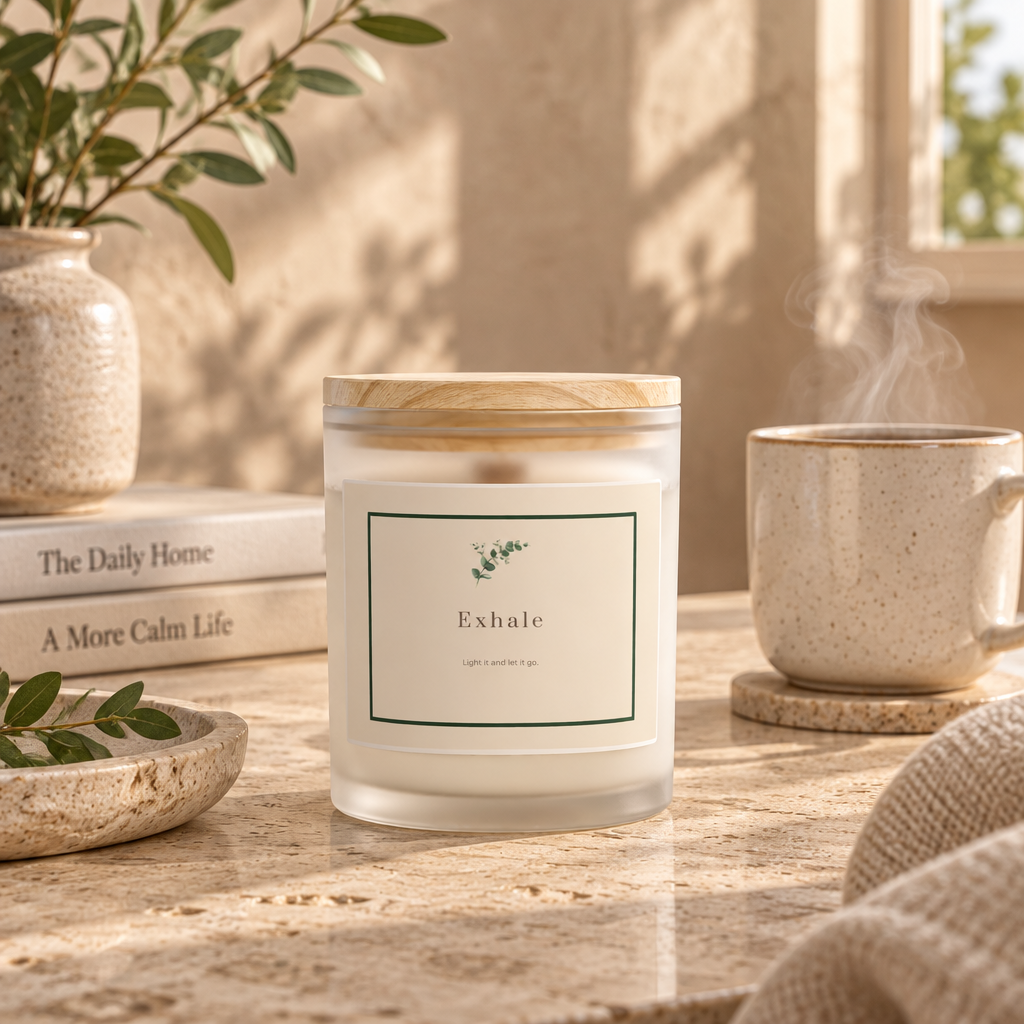 “Exhale” 11oz Frosted Glass Relaxation Candle