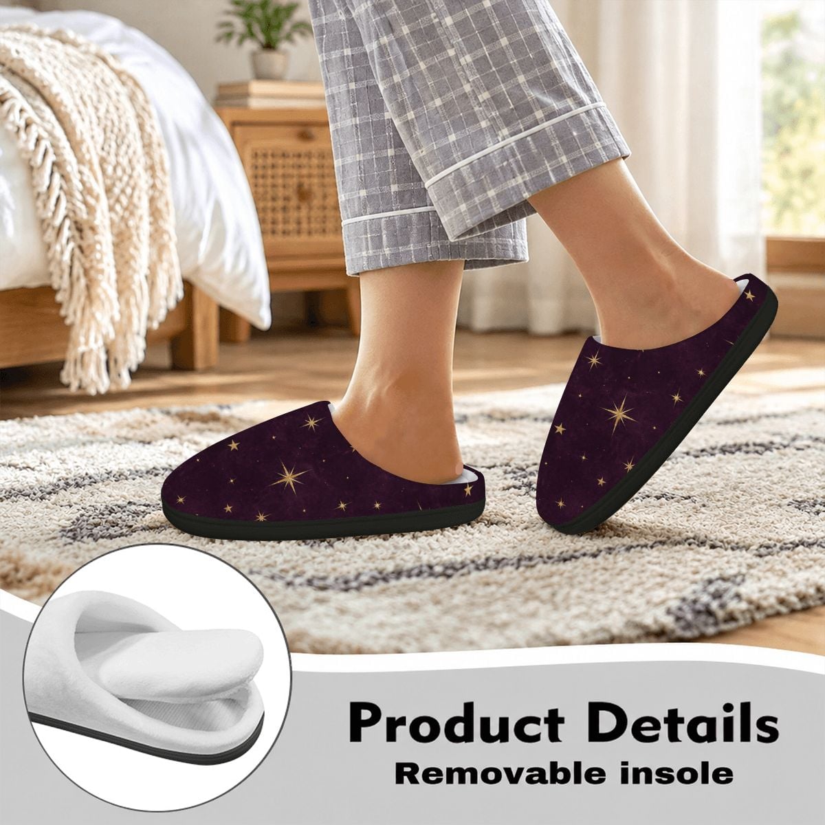 Starry Night Plush House Slippers